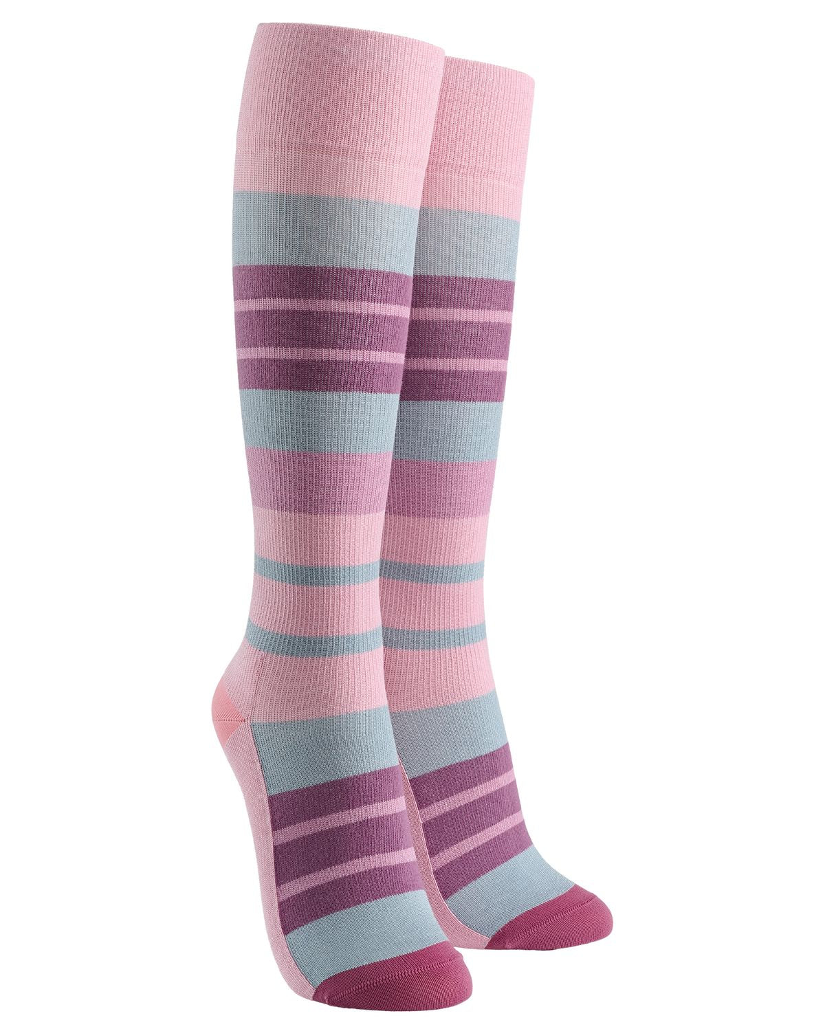 Wiges 5329 Mönstrad Kompressionsstrumpa 16–18 mmHg Ränder Rosa/Lila