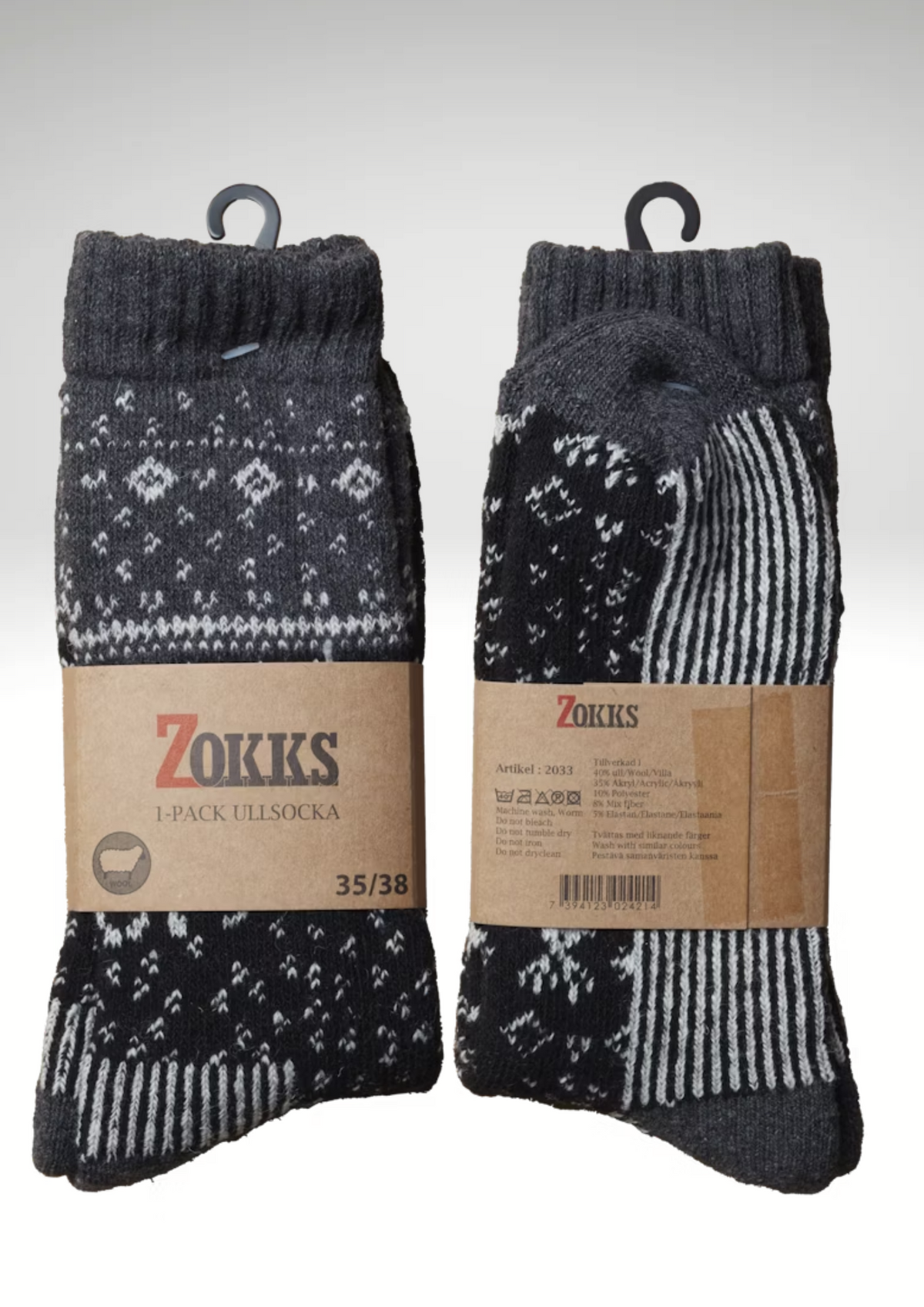 Zokks 2033 Polar Ull 1-pack Sortering