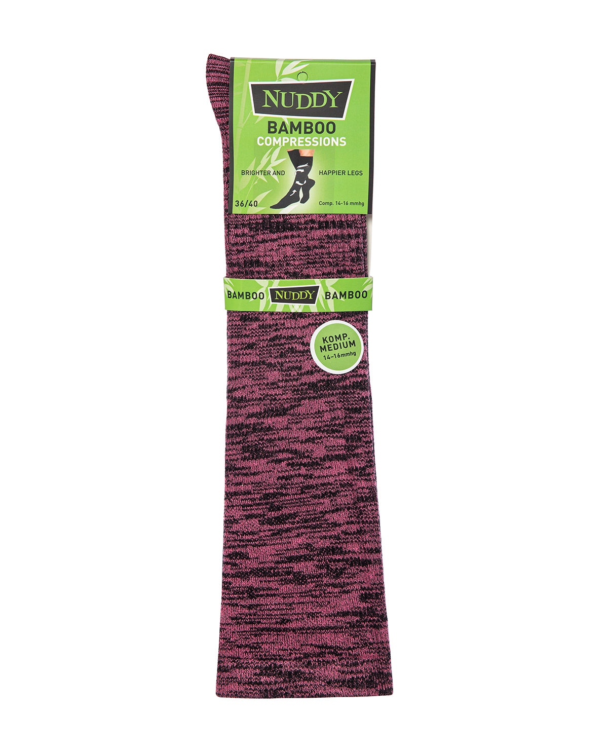 Nuddy Bambu Stödstrumpa 1-pack cerise melerad